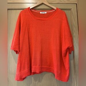 Boden Women's Vibrant Orange Linen Boxy Fit Dropped Shoulder Sweater / xlarge